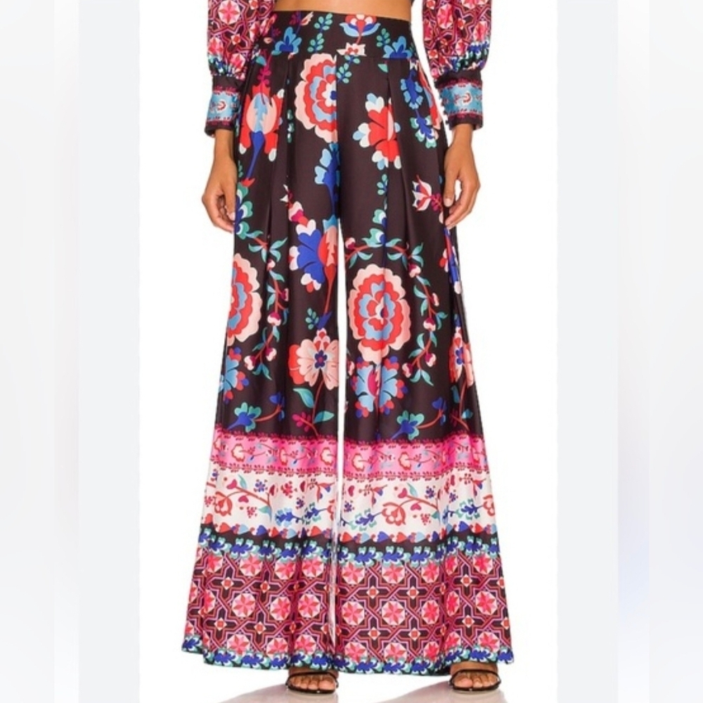 PatBO Mateyo Wide Leg Palazzo Floral Pants Size 2